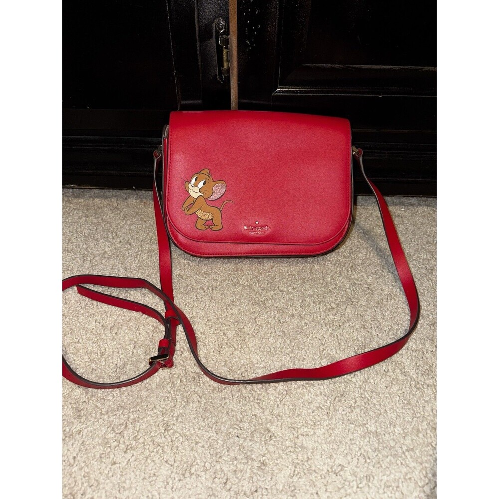 Kate Spade New York Tom & Jerry Medium Flap Shoulder Crossbody Bag in Red/Multi